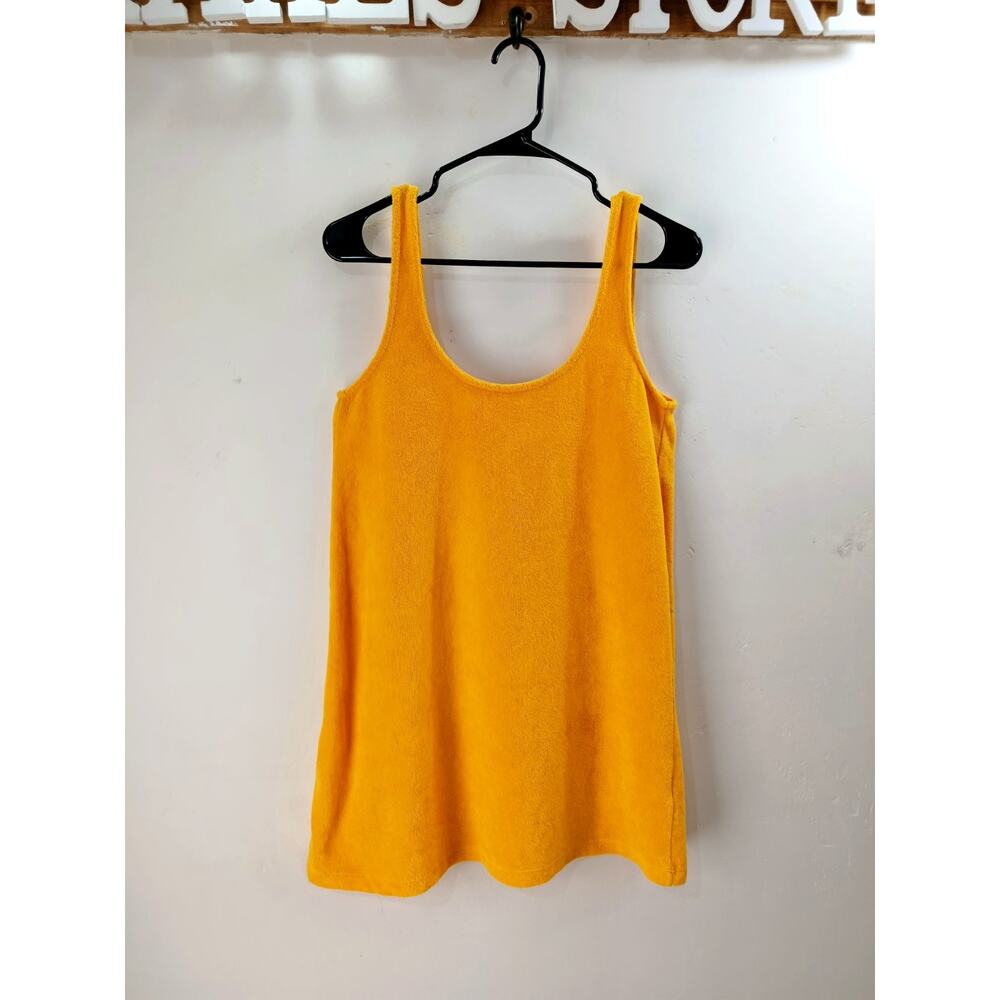 Zara Terry Cloth Tank Mini Dress Yellow Cover Up Small Beachy Vacation - Picture 2 of 12